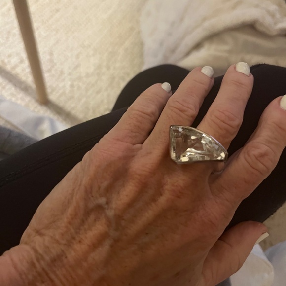 Deb Guyot faceted quartz ring in hammered sterling, big and bold size 12 - Picture 4 of 16